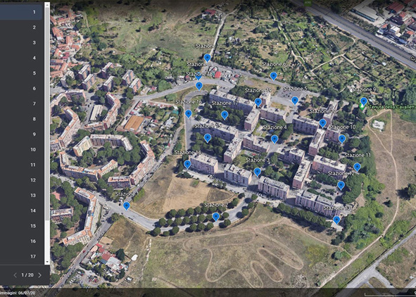 Insertion of surveyed environmental data in Google Earth connected to the Google Drive cloud platform (cred¬it: F. Tucci and M. Giampaoletti, 2022). AGATHÓN 11 | 2022