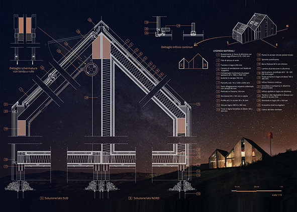 Construction details of the expansion of the Pesco di Iorio Refuge (credits: V. Santicchia)