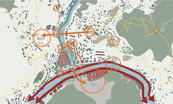 Re-connection strategy of the urban tissue and areas of prevention and management. agathón