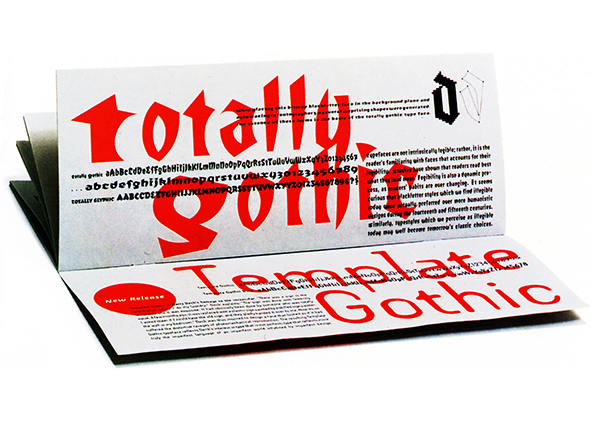 totally Gothic font, Emigre Fonts (Zuzanna Licko, 1991). agathón