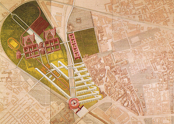 Guido Canella and Antonio Acuto, Project for the Bovisa area, exhibition “Le città immaginate”, 17th Triennale of Milan (1987)